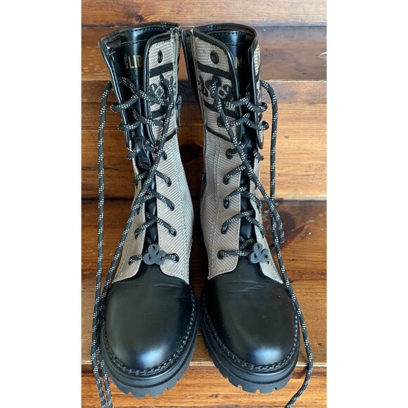 Sam & Libby Combat Boots Stella Dark Khaki Zip Up Embroidered Women's Size 8.5 - Picture 7 of 8